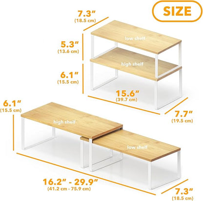 SpaceAid Cabinet Shelf Organizers 2 Pack, Kitchen Counter Rack Shelves Riser - Image 2