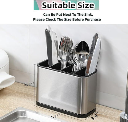 LIBODOUR Utensil Holder, Stainless Steel Caddy Counter, Spoon holder, 4 - Image 4