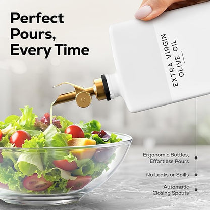 White Glass Olive Oil Dispenser Bottle - Image 4
