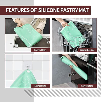 Silicone Baking Mat 20"L x 28"W, Extra Thick Dough Rolling Pad - Image 6