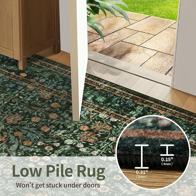 Rugxara Entryway Rug Door Mat, Washable Samll 2x3 Rug, Boho Green Front Door Mat - Image 6