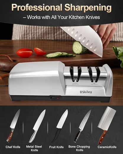 Electric Knife Sharpener for Kitchen – Professional 2-Stage 100% Diamond System - Image 5