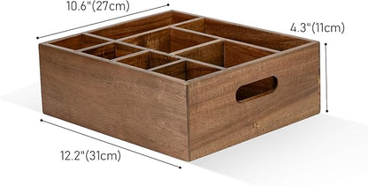 VaeFae Acacia Wood Caddy Organizer, Napkin and Paper Plate Holder, Wooden - Image 3