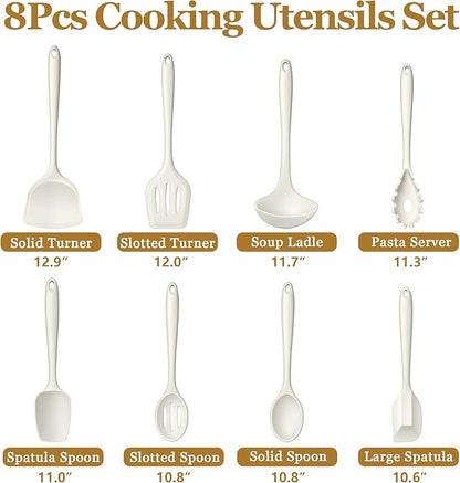 LIANYU 8Pcs Kitchen Cooking Utensils Set, Silicone Utensil Sets, Heat Resistant - Image 2