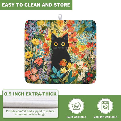 Spring Summer Floral Cat Dish Drying Mat - Image 5