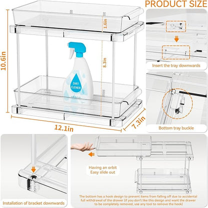 Yieach 4 Pack Under Sink Organizers and Storage, Two Tier Pull Out Cabinet - Image 3