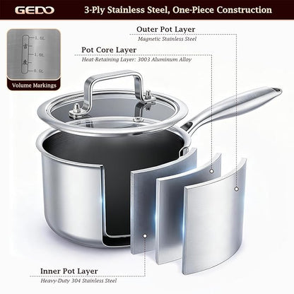 GEDO 3-Ply 304 Stainless Steel Saucepan - Image 6