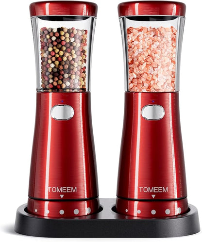 Electric Salt and Pepper Grinder Set by Tomeem