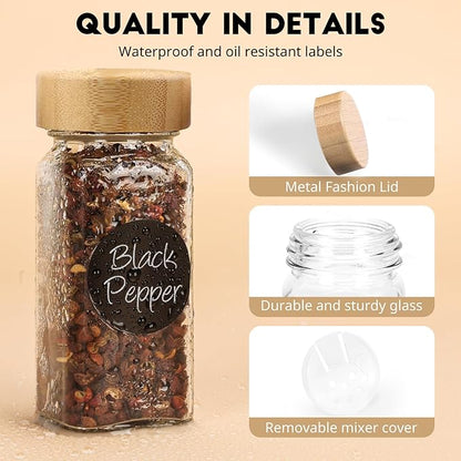 12Pcs Spice Jars with Label, 4oz Empty Square Seasoning Containers, Spice Jars - Image 3