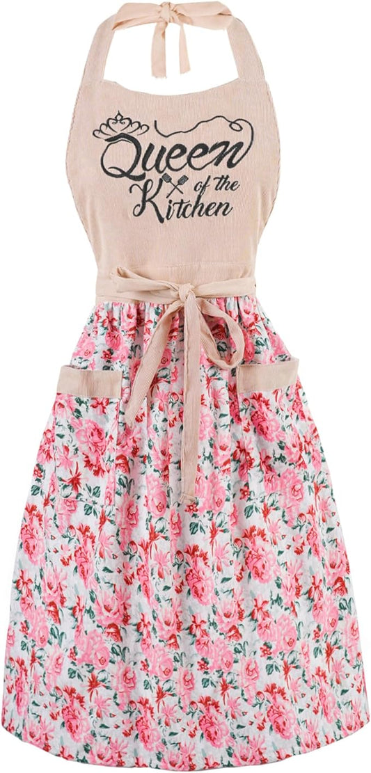 Cute Floral Aprons for Women by HYVOROS