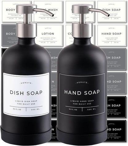 Hand and Dish Soap Dispenser for Kitchen and Bathroom, Stainless Steel Pumps by Verute