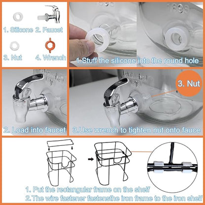 1 Gallon Glass Drink Dispenser for Parties, HENABLE Beverage Dispensers - Image 6