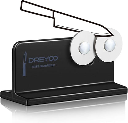Dreyoo Cutlery Pointed Edge Knife Sharpener, Double Sided Stainless Steel by Dreyoo