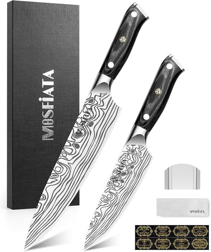 MOSFiATA 2Pcs Chef Knife Set, Sharp Kitchen Knife High Carbon German EN1.4116 by MOSFiATA