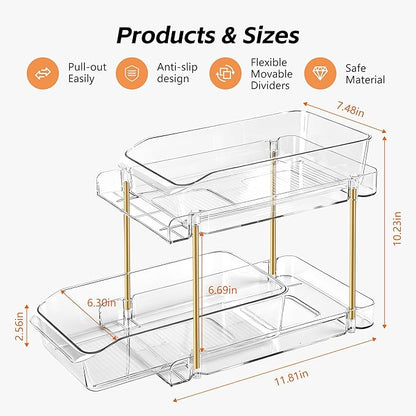 LAREKUN4pack 2-Tier Organizer & Storage Unit Stackable Bathroom Cabinet - Image 3