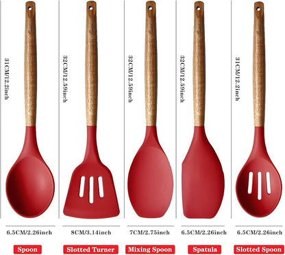 Kitchen Utensils Set, Silicone Cooking Utensils Set, Non-Stick Silicone Spatula - Image 4