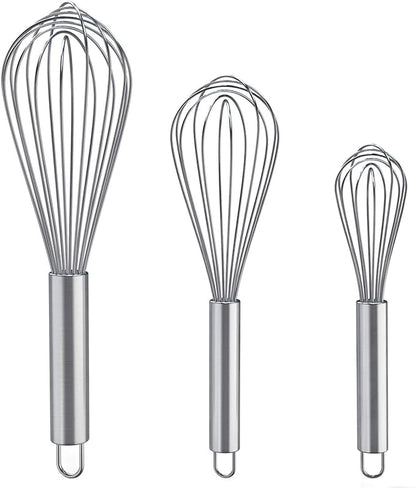 Whisks for Cooking, 3 Pack Stainless Steel Whisk for Blending, Beating and by Kitchen+Cooking+Kit
