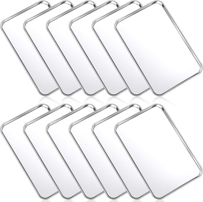 Mimorou 12 Pcs Baking Sheet Stainless Steel Cookie Sheet Small Metal Pans by Mimorou