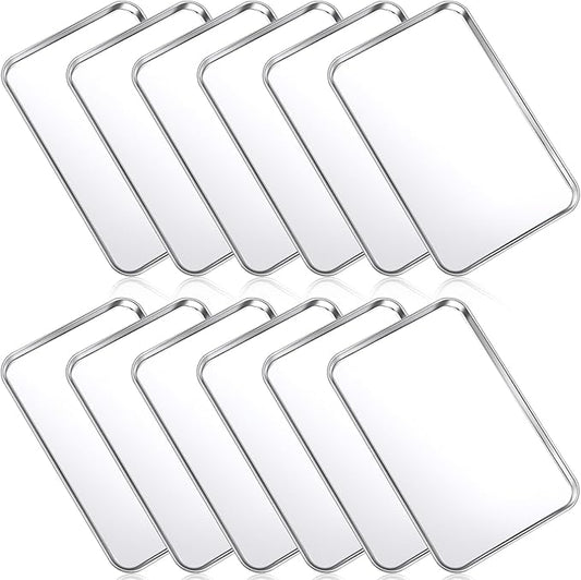 Mimorou 12 Pcs Baking Sheet Stainless Steel Cookie Sheet Small Metal Pans by Mimorou