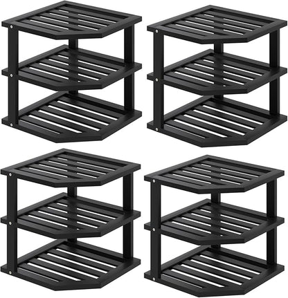 VERTORGAN 3 Tier Bamboo Corner Shelf, Dish Drying Rack, Plate Organizer by VERTORGAN