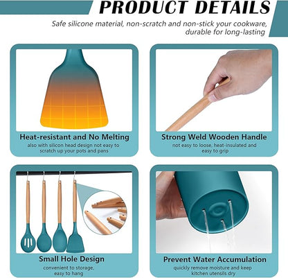 HaWare Kitchen Cooking Utensils Set, 23-Piece Silicone Kitchen Utensils Spatula - Image 4