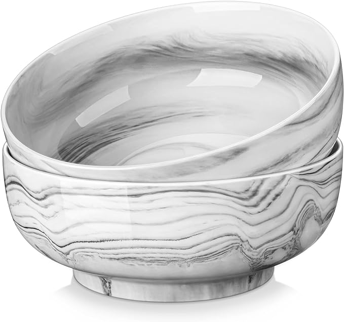 MALACASA Salad Bowls, 114 OZ Extra Large Serving Bowls Set of 2, Porcelain by MALACASA