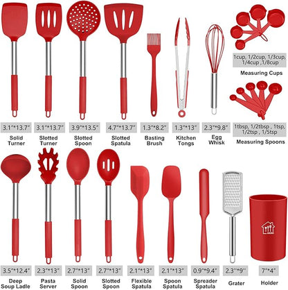 Silicone Cooking Utensil Set, Kitchen Utensils 26 Pcs Set, Non-stick Heat - Image 2