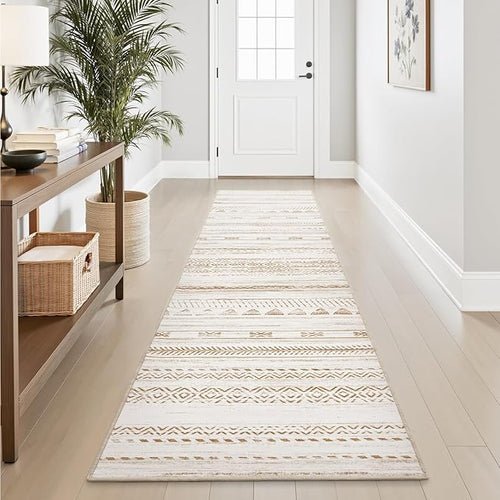 2x10 Runner Rug Machine Washable Non Slip Area Rug Distressed Neutral Moroccan by Tchdio