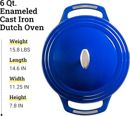 Lodge USA Enamel 6 Qt Enameled Cast Iron Dutch Oven - Image 5