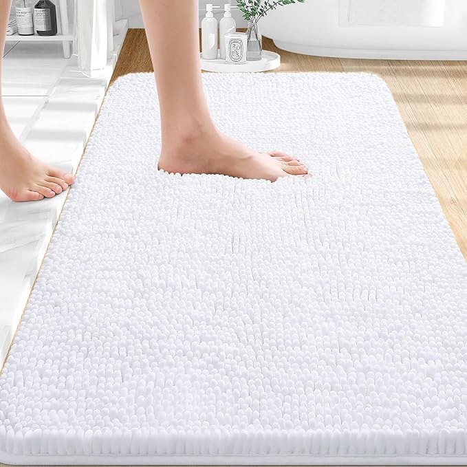 OLANLY Bathroom Rugs 35x24, Extra Soft Absorbent Chenille Bath Rugs, Rubber by OLANLY