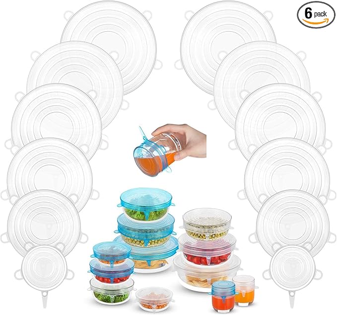 Silicone Stretch Lids, Zero Waste Reusable Silicon Container Lid Covers by DAILYKISN