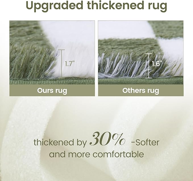 Super Soft Rug for Bedroom, 6x9 Ft Green and White Area Rug Classic Checkered - Image 6