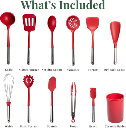 Larder & Vine 12-Piece Silicone Kitchen Cooking Utensils Set - Image 3