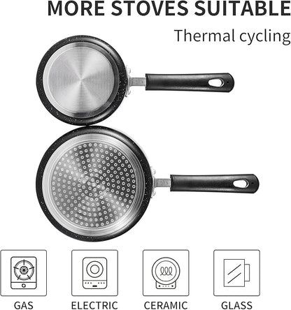 Nonstick Saucepan Set with Lid, Non Stick 1Qt & 2Qt Sauce Pan Set with Glass - Image 2