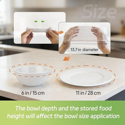 Hrunkfg100 Pcs Bowl Covers Plastic Wrap, Reusable Elastic Food Cover, Extra - Image 2