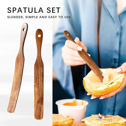 Wooden Spatula for Cooking Set of 2 – 11 Inch Teak Wood Spatula - Image 4