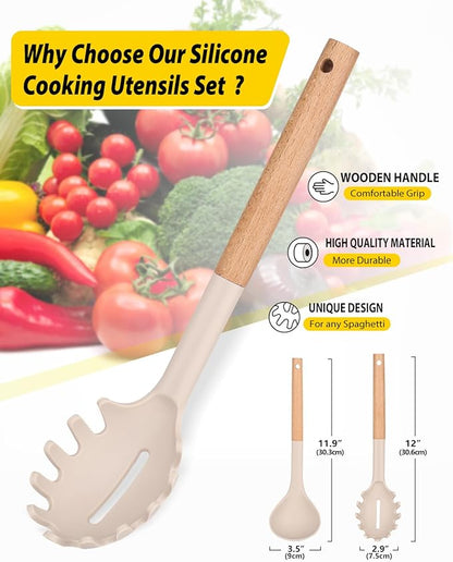 Silicone Pasta Fork and Ladle Spoon Set - Image 2