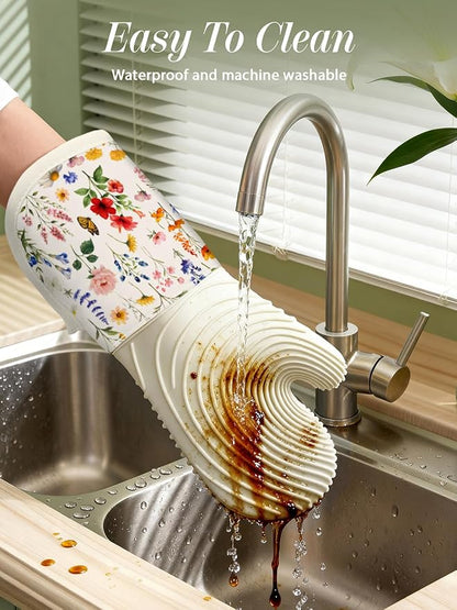 Slohif Long Silicone Oven Mitts Heat Resistant - Image 4