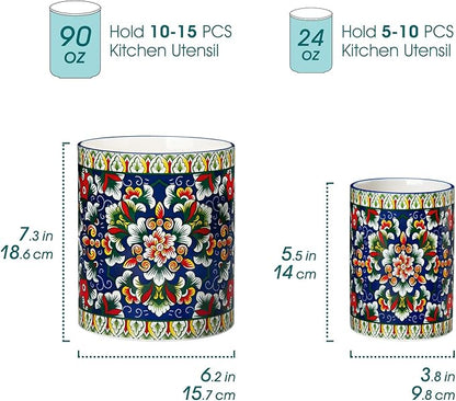vancasso SIMI Utensil Holder, 7.3"+5.5" Porcelain Kitchen Utensil Holder - Image 2
