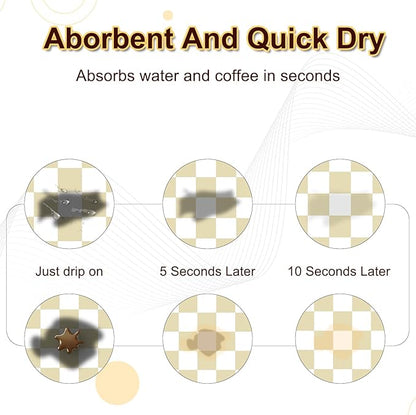 Dish Drying Mat for Kitchen Counter, 16.5’’ X 27.6’’ Checkered Large Coffee - Image 3