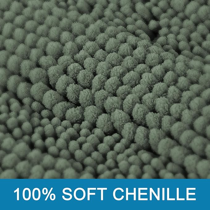 H.VERSAILTEX Bath Mats for Bathroom Non Slip Extra Thick Chenille Striped Bath - Image 3