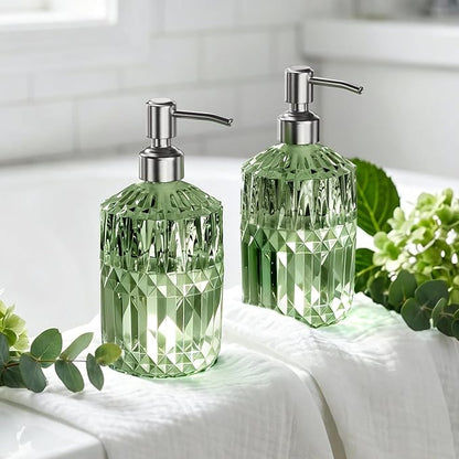 AmazerBath Soap Dispenser, 2 Pack Green Glass Soap Dispenser - Image 8