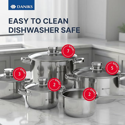 Daniks Standard 9-Piece Stainless Steel Cookware Set - Image 3