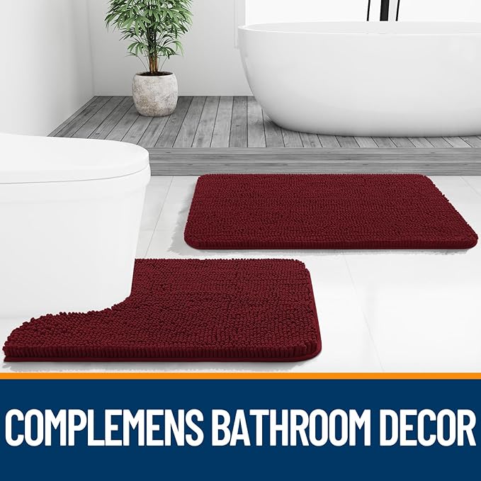 OLANLY Toilet Rugs U-Shaped 24x20, Extra Soft Absorbent Chenille Contour - Image 7