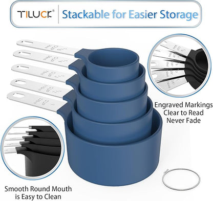 TILUCK Measuring Cups & Spoons Set, Stackable Cups and Spoons, Nesting Measure - Image 4