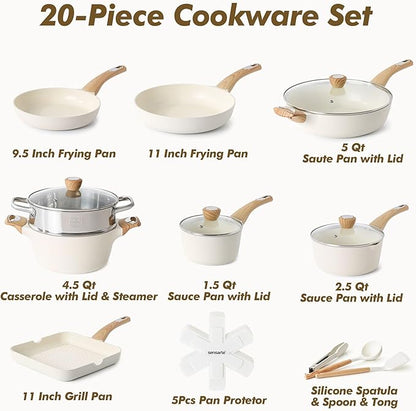 SENSARTE Ceramic Cookware Sets, Pots and Pans Set Nonstick, 20-Piece Induction - Image 3