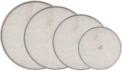 Stainless Steel Mesh Splatter Screen Set, 6-9 inch, 4 Piece Net Lid Covers by Mrigakshi