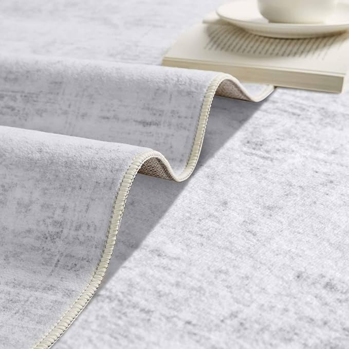 Latte&Fog Washable Area Rugs 6x9, Vintage Blue Rugs - Image 8