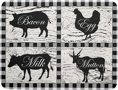 Farmhouse Animal Dish Drying Mat Buffalo Plaid Drainer Rack Mats Fast Dry by Giwawa