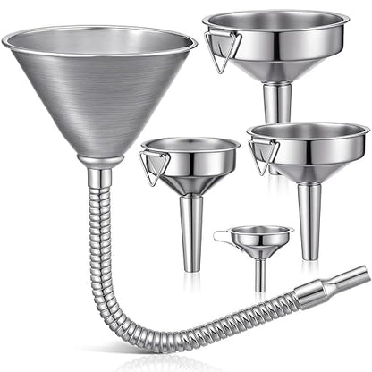 Blulu Set of 5 Stainless Steel Flexible Oil Funnels by Blulu